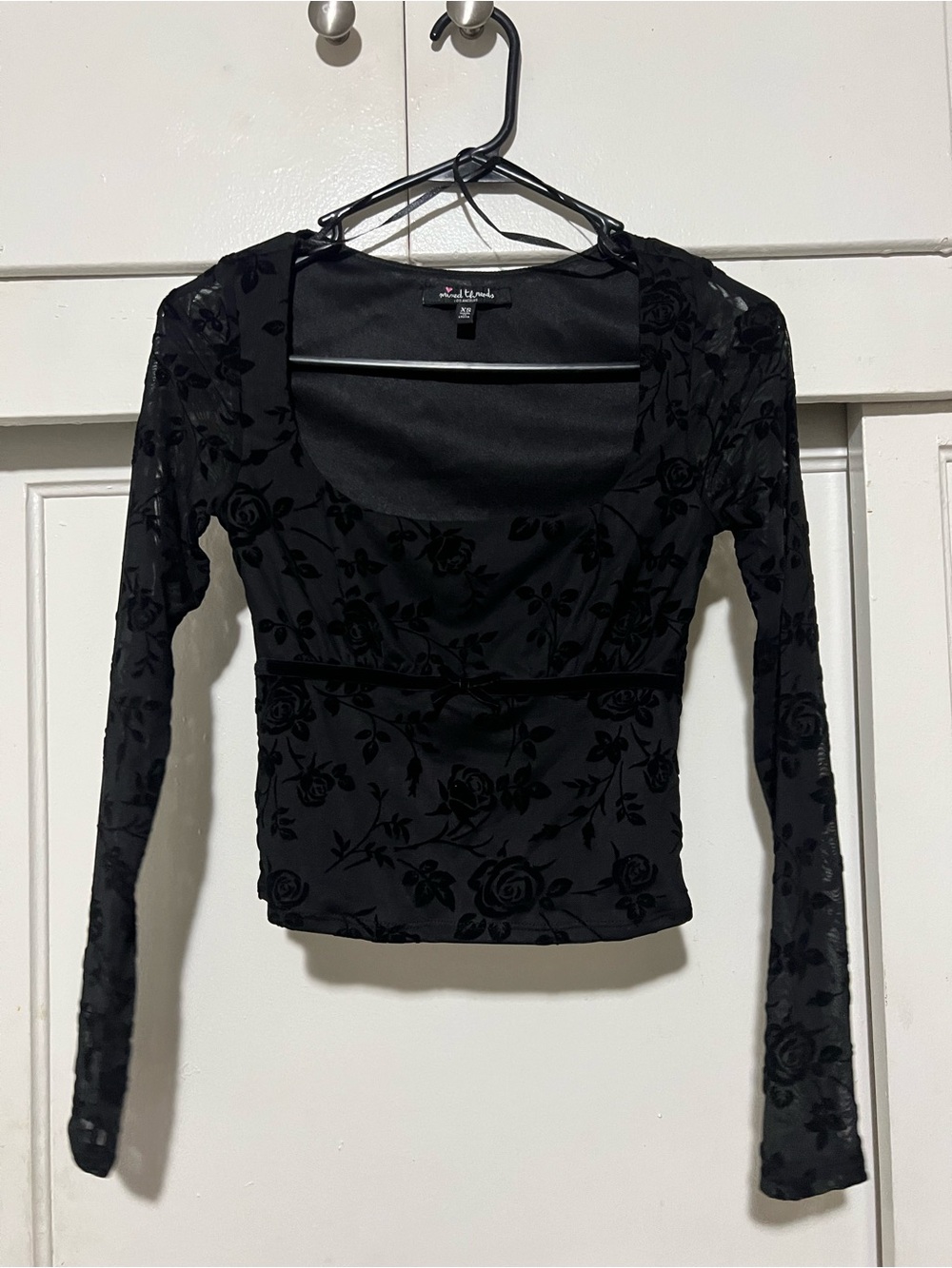 Mixed Threads Black long sleeve Floral Lace Blouse Casual Office XSmall